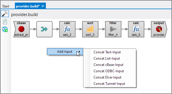 Spectre Build Flow Editor Add inputs